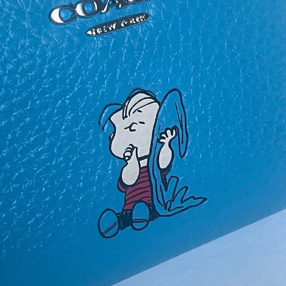 Coach x Peanuts 2025 Snap Wallet Linus CBN91 Snoopy 75th Anniversary Blue - Picture 3 of 8
